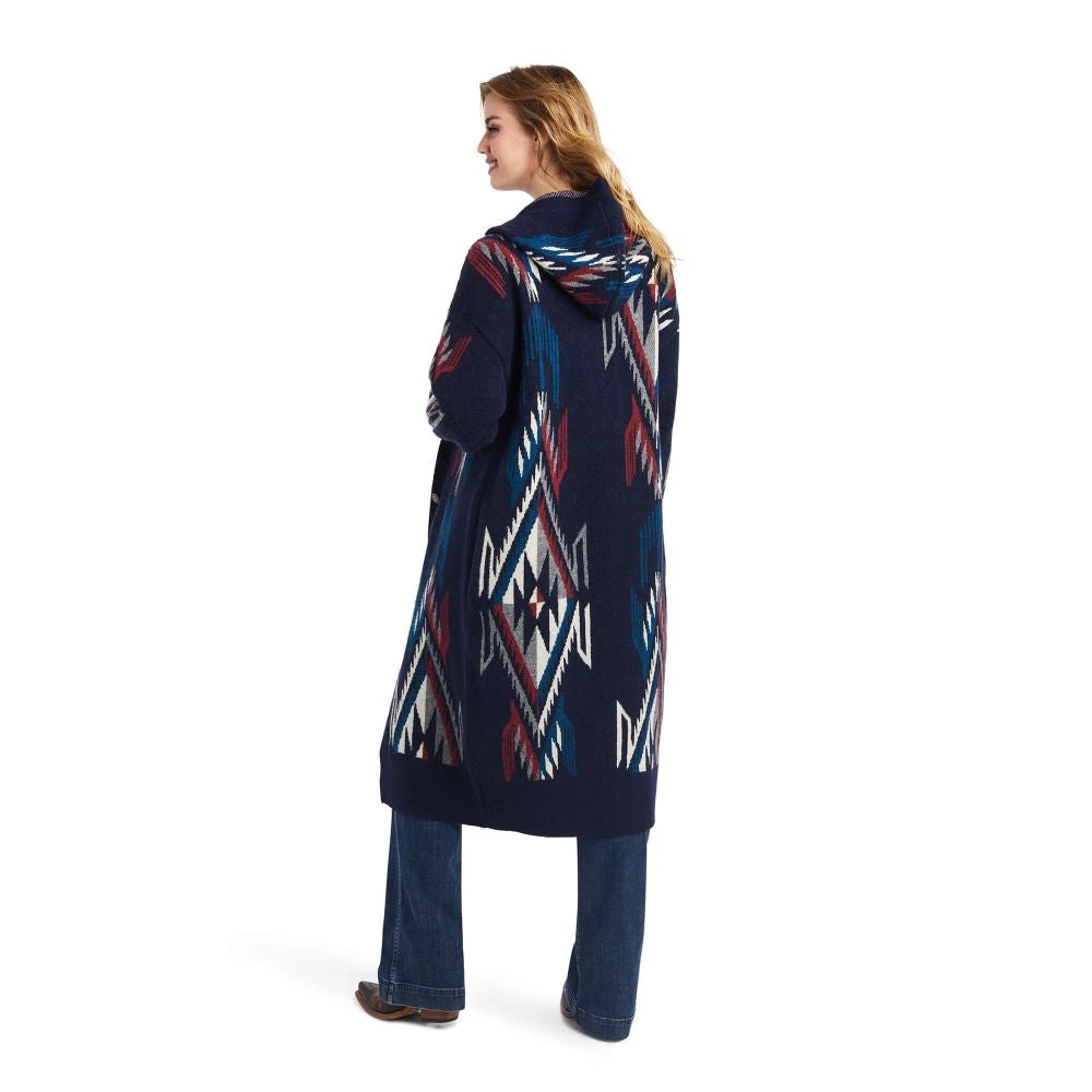 'Ariat' Women's Coatigan Chimayo Sweater - Navy Jacquard -inspired Pattern Created By The Artists At 5 'Ariat' Women's Coatigan Chimayo Sweater - Navy Jacquard -inspired Pattern Created By The Artists At - Image 3