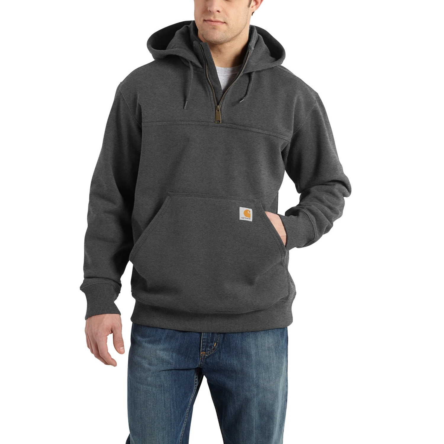 'Carhartt' Men's Rain Defender Paxton Heavyweight 1/4 Zip Hoodie - Carbon Heather 3 'Carhartt' Men's Rain Defender Paxton Heavyweight 1/4 Zip Hoodie - Carbon Heather