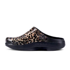'OOFOS' Women's OOcloog Luxe Pixel Clog - Black / Black Leopard -Sports Sale Store 1203BLKLEOPRD shot4 1024x1024@2x