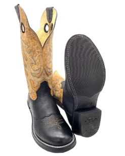 'Hondo Boots' Men's 14" Nubuck Bullhide Western Round Toe - Black / Tan -Sports Sale Store 22845 1024x1024@2x