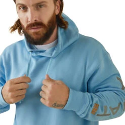 'Ariat' Men's Rebar Graphic Hoodie - Dutch Canal Heather / Alloy